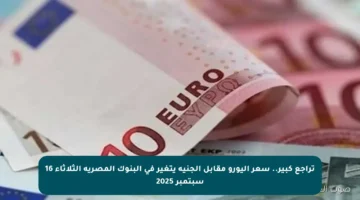 تراجع كبير.. سعر اليورو مقابل الجنيه يتغير في البنوك المصرية الثلاثاء 16 سبتمبر 2025
